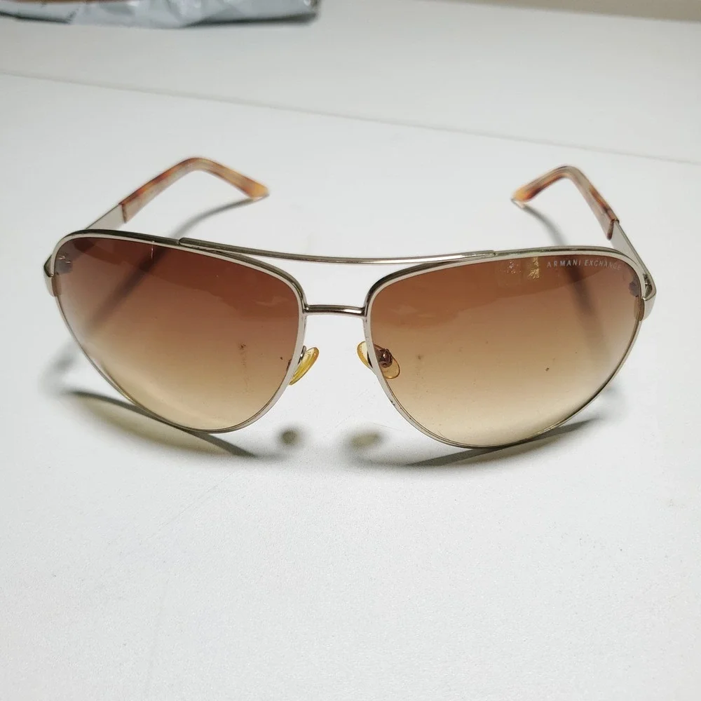 Unisex Armani Exchange Aviator Sunglasses Gold Frame Brown Lens AX150/S